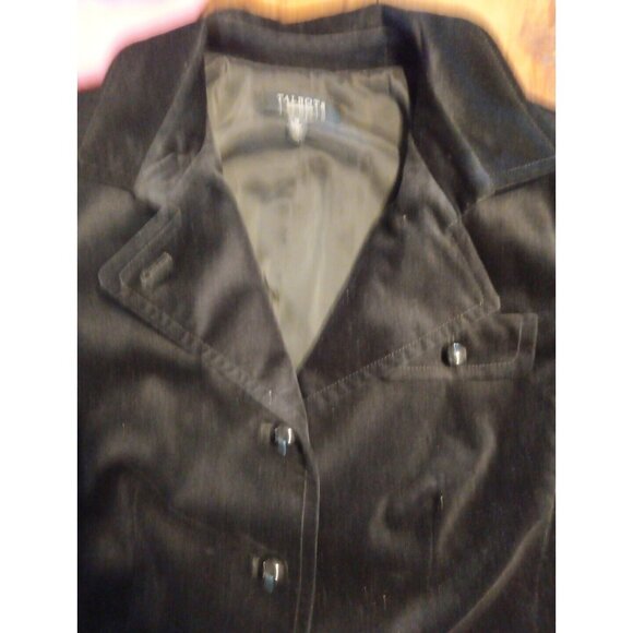 Talbots Womens 12 Velvet Jacket Button Front Black Long Sleeve Pocket Stretch - Picture 6 of 8